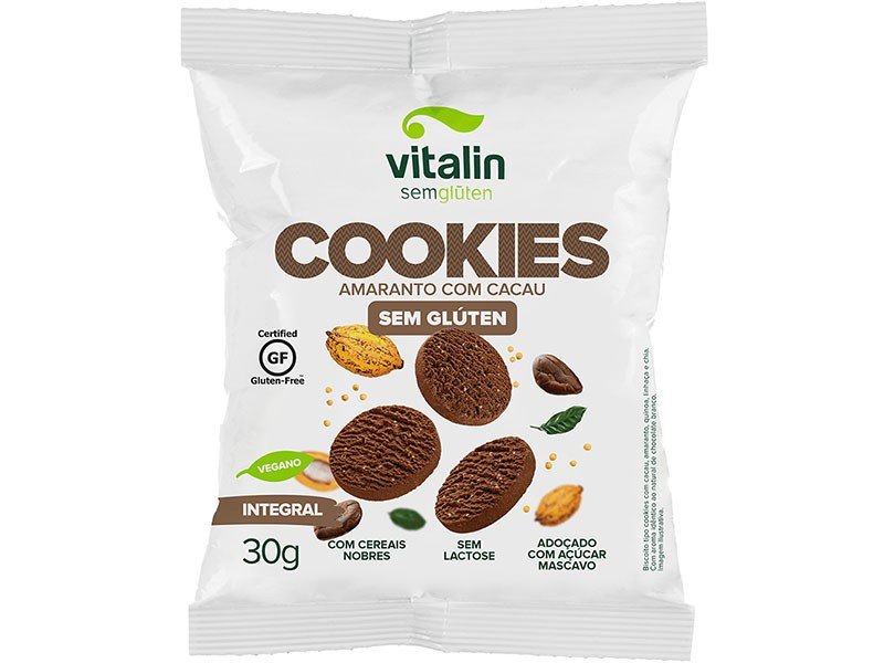 COOKIES AMARANTO COM CACAU 30G - VITALIN