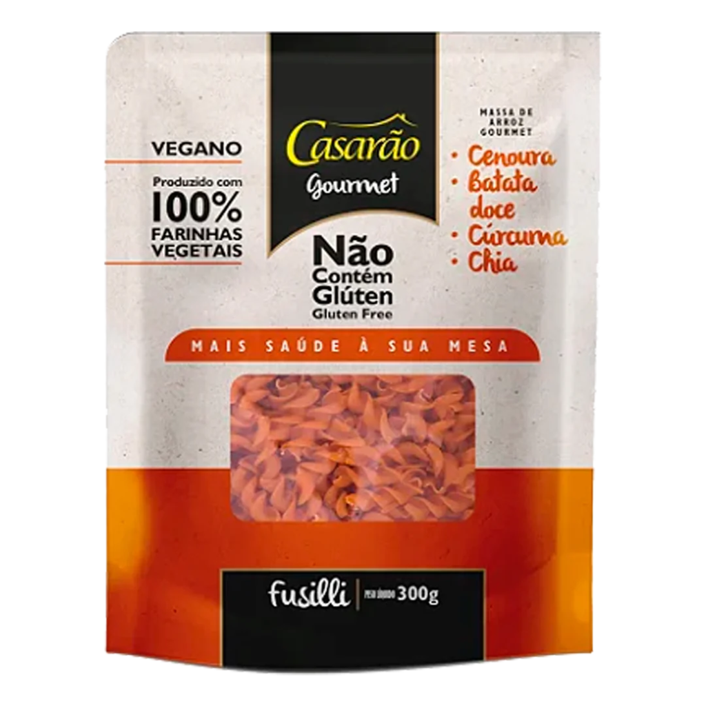 FUSILLI CENOURA, BATATA DOCE, CÚRCUMA E CHIA 300G - CASARÃO
