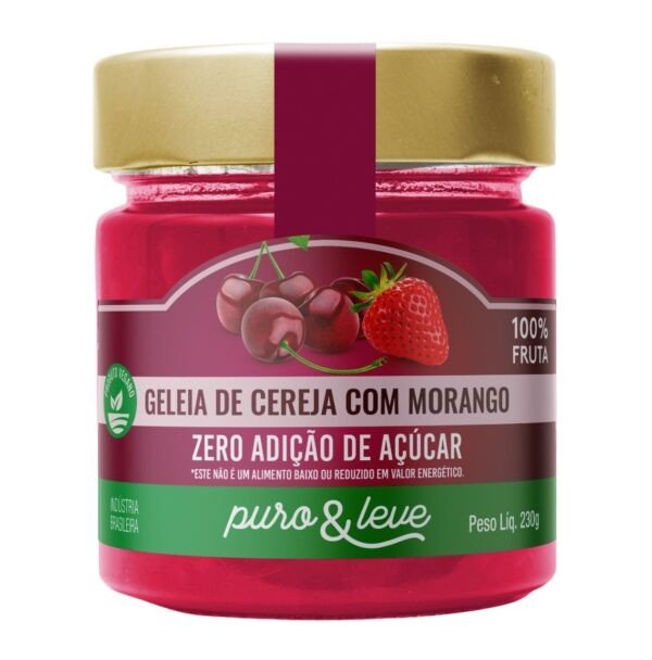 GELEIA DE CEREJA COM MORANGO - PURO E LEVE