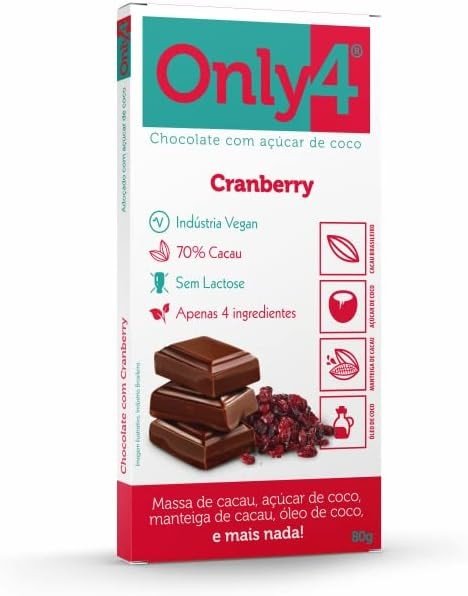 CHOCOLATE 70% COM CRANBERRY 80G - ONLY4