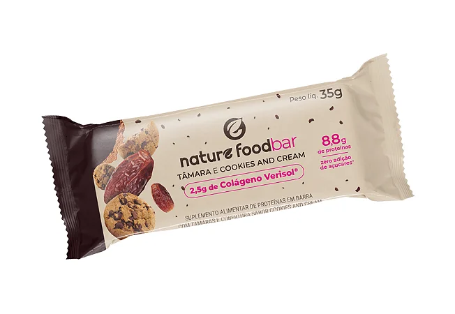 BARRINHA DE TÂMARA COM COOKIES AND CREAM 35G - NATURE FOODBAR