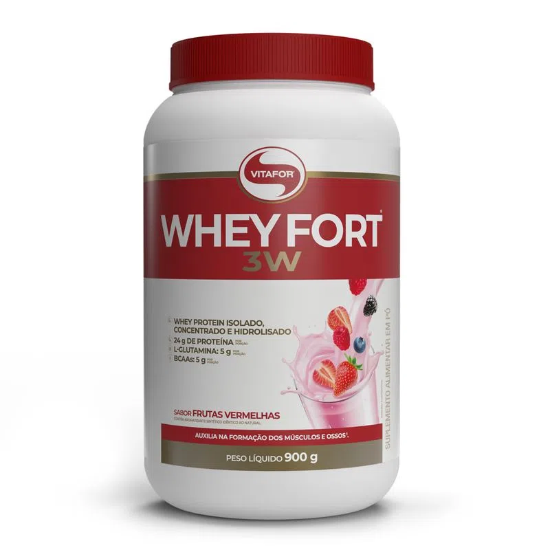 WHEY FORT 3W FRUTAS VERMELHAS 900G - VITAFOR
