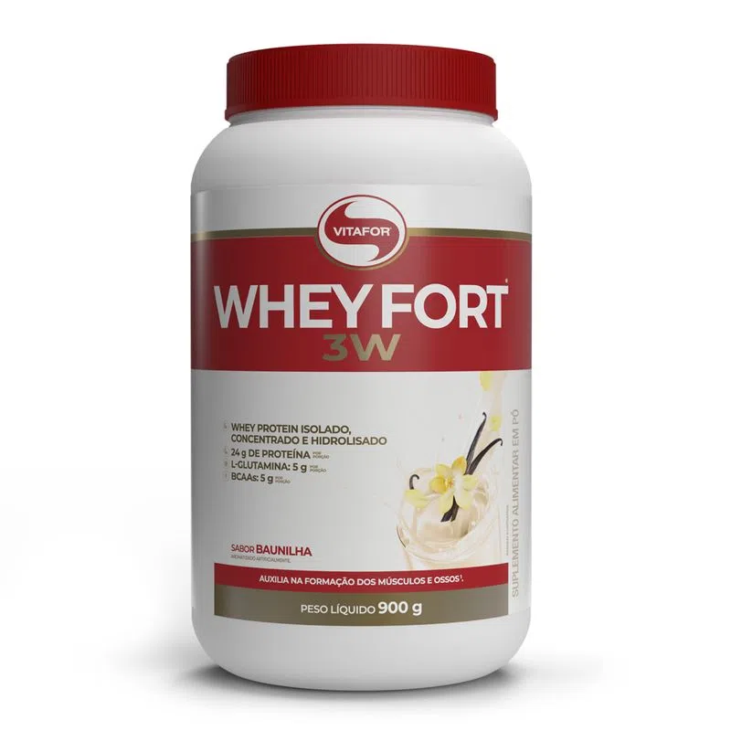 WHEY FORT 3W BAUNILHA 900G - VITAFOR