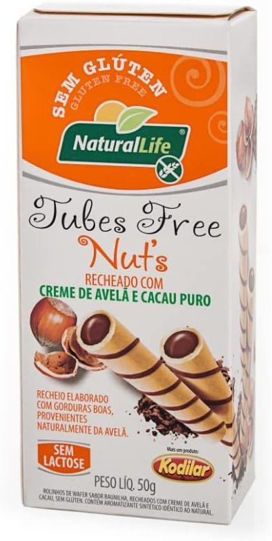 TUBES FREE COM CREME DE AVELÃ E CACAU PURO - NATURAL LIFE