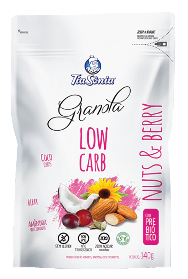 GRANOLA LOW CARB NUTS E BERRY 140G - TIA SÔNIA