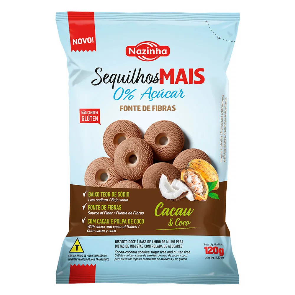 SEQUILHO CACAU E COCO ZERO 120G - NAZINHA