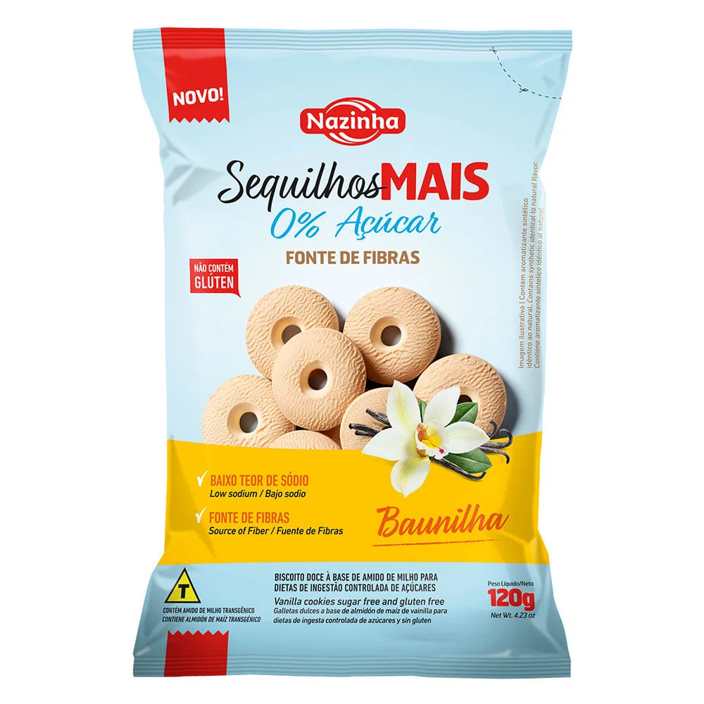 SEQUILHO BAUNILHA ZERO 120G - NAZINHA