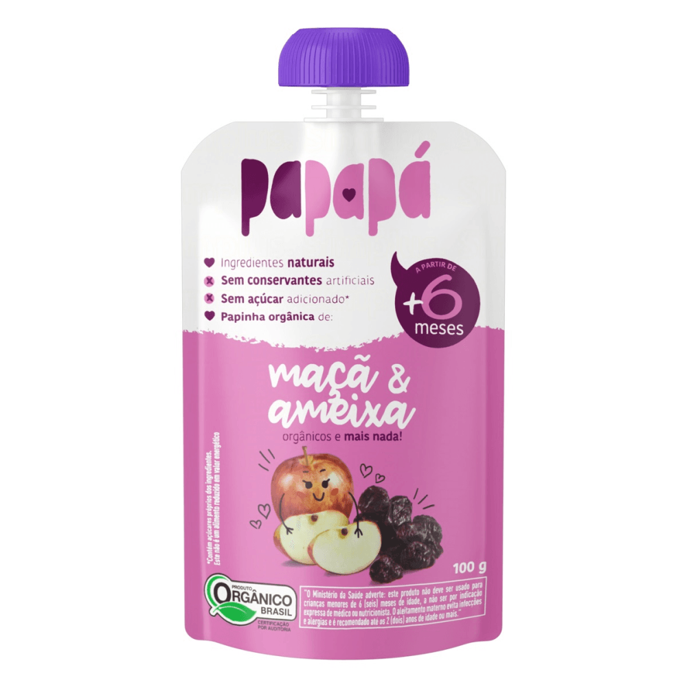 PAPINHA DE MAÇÃ E AMEIXA ORGÂNICO 100G - PAPAPÁ