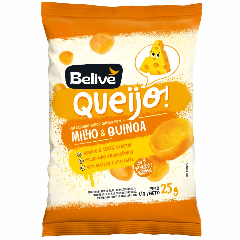 SALGADINHO DE MILHO E QUINOA SABOR QUEIJO 25G - BELIVE