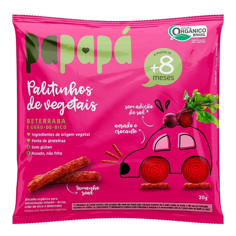PALITINHOS DE BETERRABA E GRÃO DE BICO 20G - PAPAPÁ