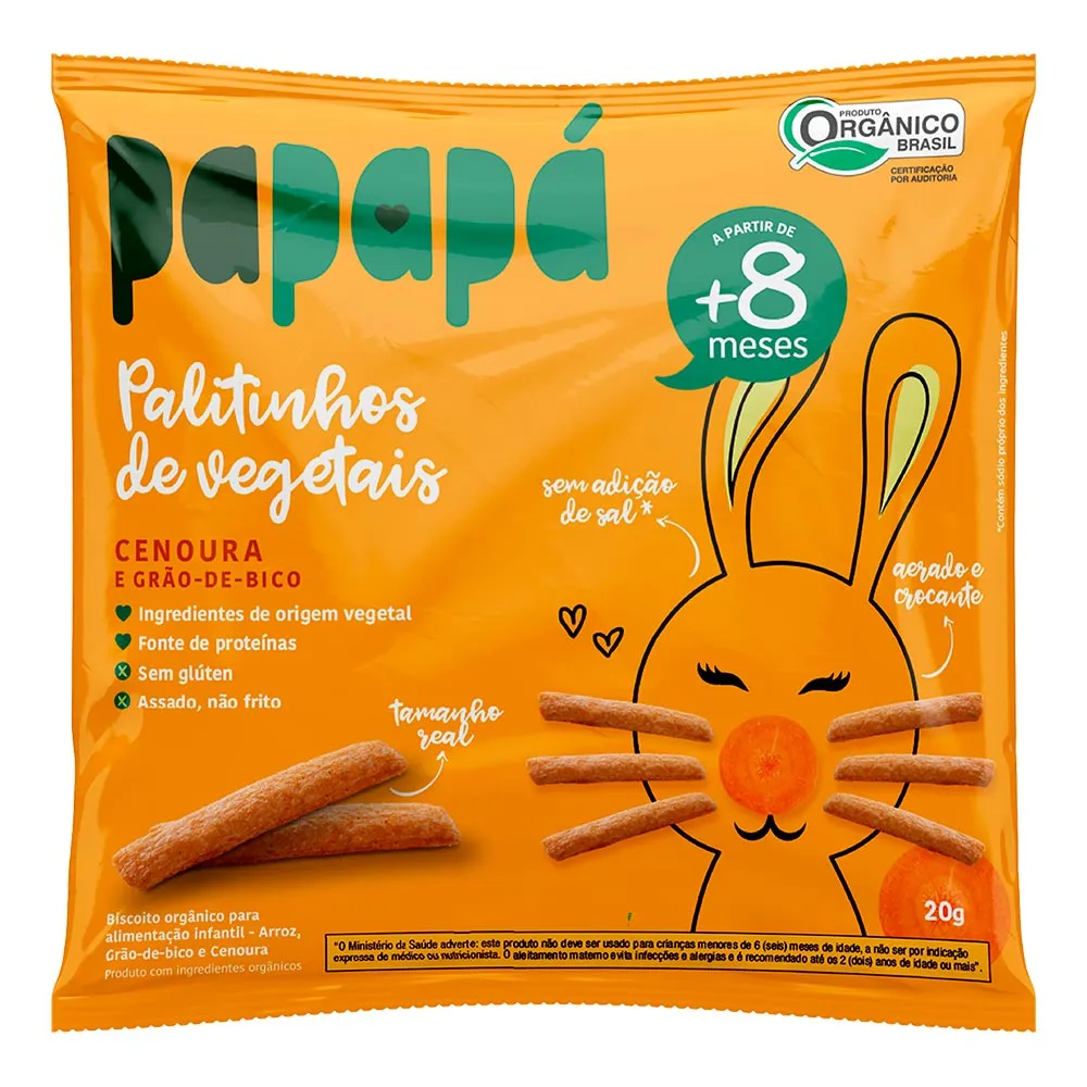 PALITINHOS DE CENOURA E GRÃO DE BICO 20G - PAPAPÁ