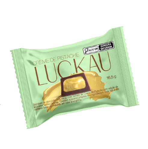 BOMBOM DE CHOCOLATE 54% PISTACHE - LUCKAU