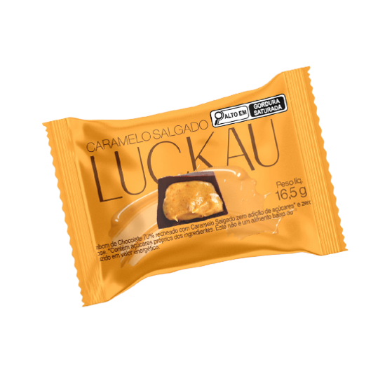 BOMBOM DE CHOCOLATE 70% COM CARAMELO SALGADO - LUCKAU