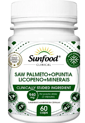 SAW PALMETO+OPUNTIA+LICOPENO+MINERAIS 60CAP - SUNFOOD