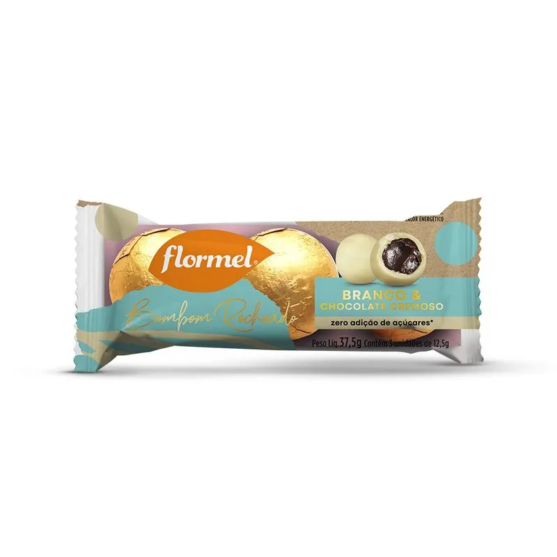 BOMBOM BRANCO RECHEADO COM CHOCOCOLATE CREMOSO - FLORMEL