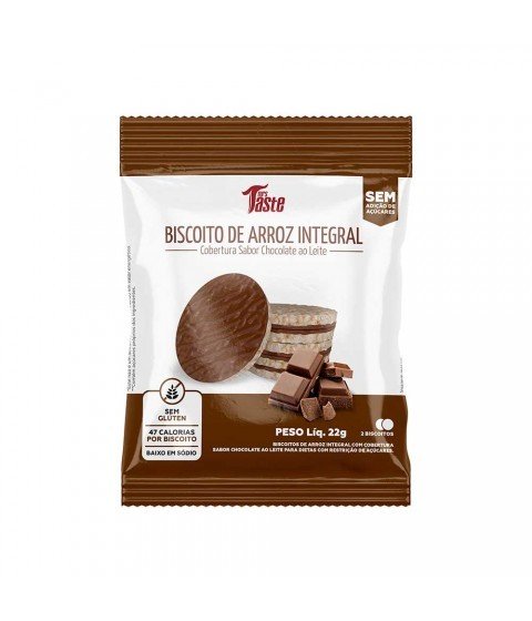 BISCOITO DE ARROZ INTEGRAL COM CHOCOCOLATE AMARGO 60G - MRS TASTE