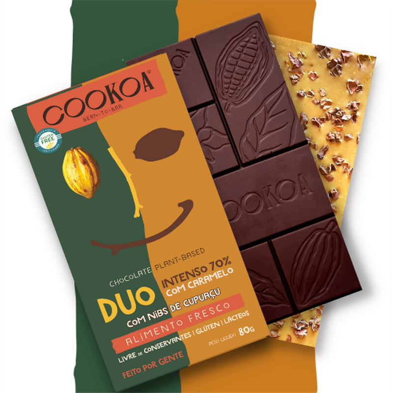 BARRA DE CHOCOLATE E CARAMELO DUO 70% 80G - COOKOA