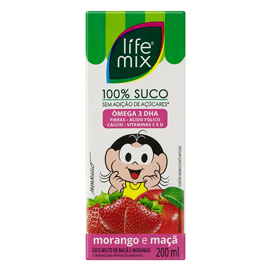 SUCO DE MORANGO E MAÇÃ 200ML - LIFE MIX