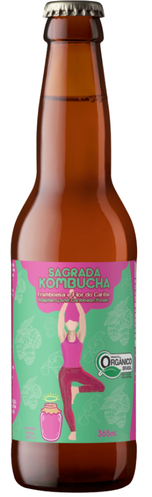 KOMBUCHA FRAMBOESA E FLOR DO CARIBE 365ML - SAGRADA KOMBUCHA