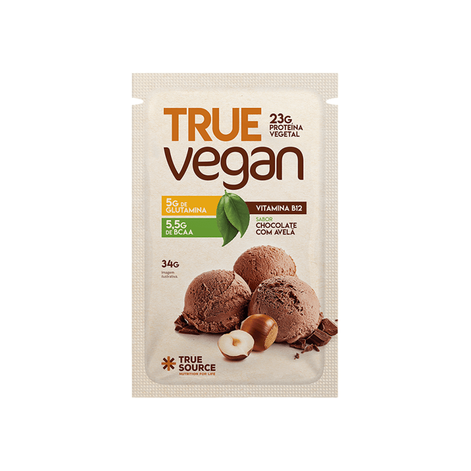 TRUE WHEY VEGAN CHOCOLATE COM AVELÃ SACHÊ 34G - TRUE SOURCE