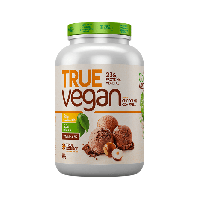 TRUE WHEY VEGAN CHOCOLATE COM AVELÃ 837G - TRUE SOURCE