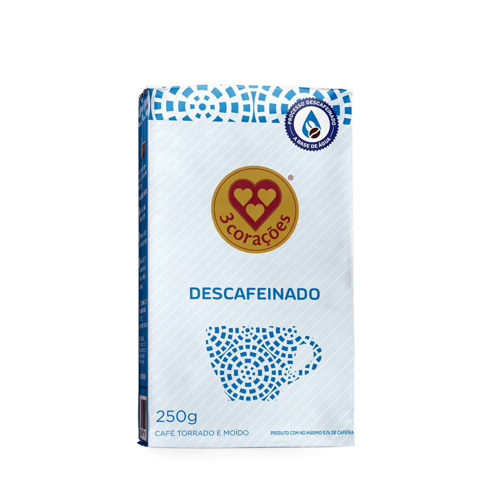 CAFÉ DESCAFEINADO TORRADO E MOIDO 250G - 3 CORAÇÕES