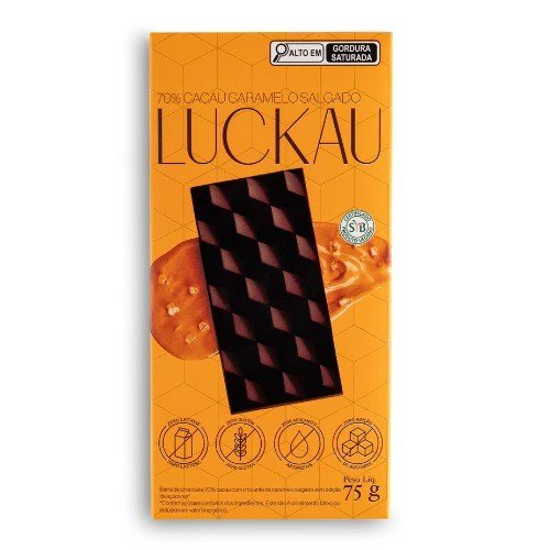 BARRA DE CHOCOLATE 70% CARAMELO SALGADO 75G - LUCKAU