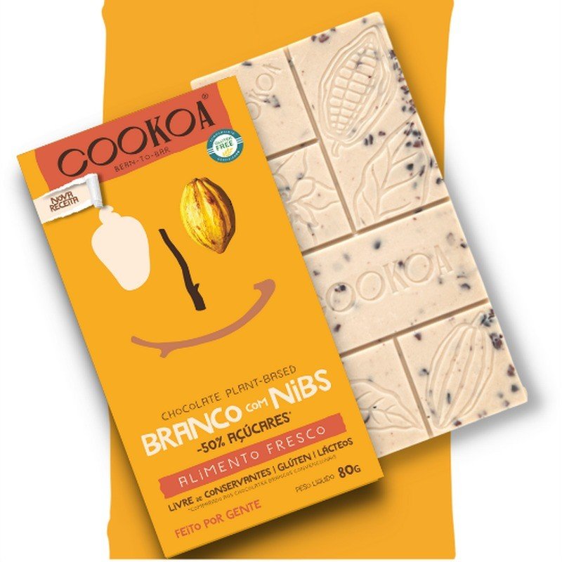 BARRA DE CHOCOLATE BRANCO COM NIBS ZERO 80G - COOKOA