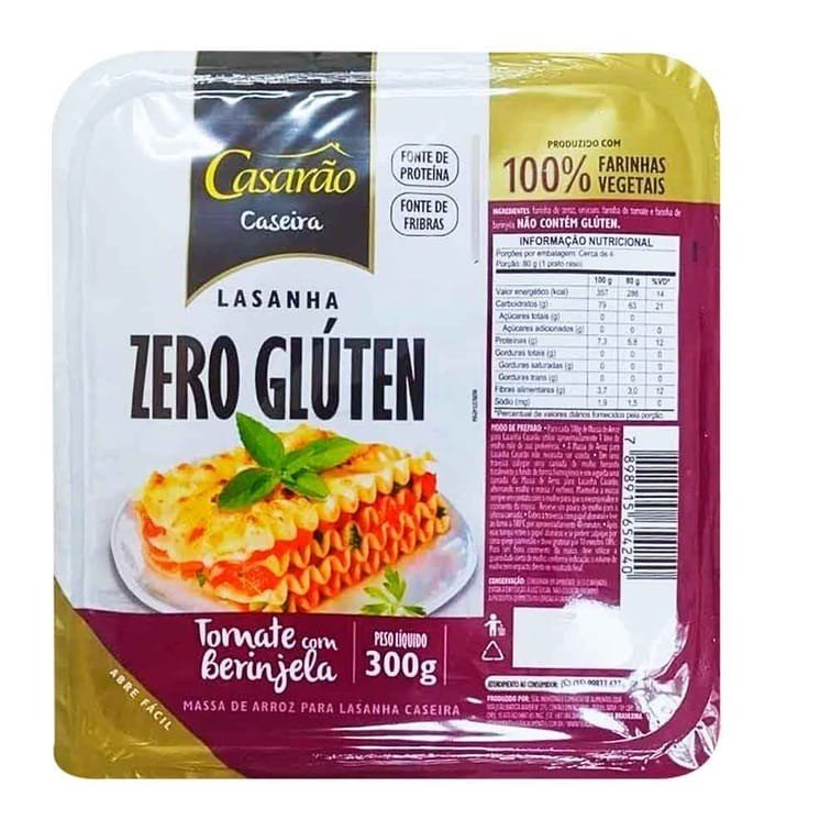 LASANHA DE TOMATE COM BERINJELA 300G - CASARÃO