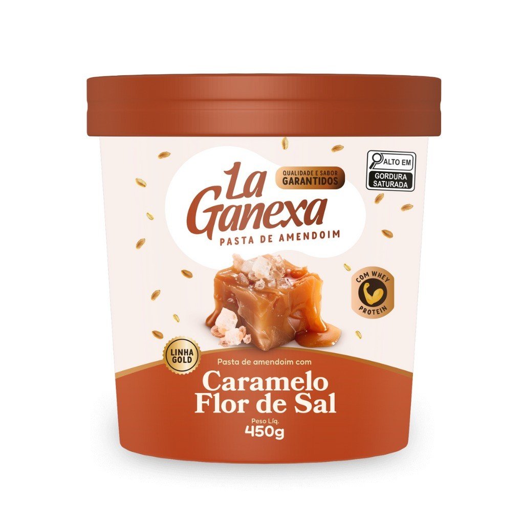 PASTA DE AMENDOIM SABOR CARAMELO E FLOR DE SAL 450G - LA GANEXA