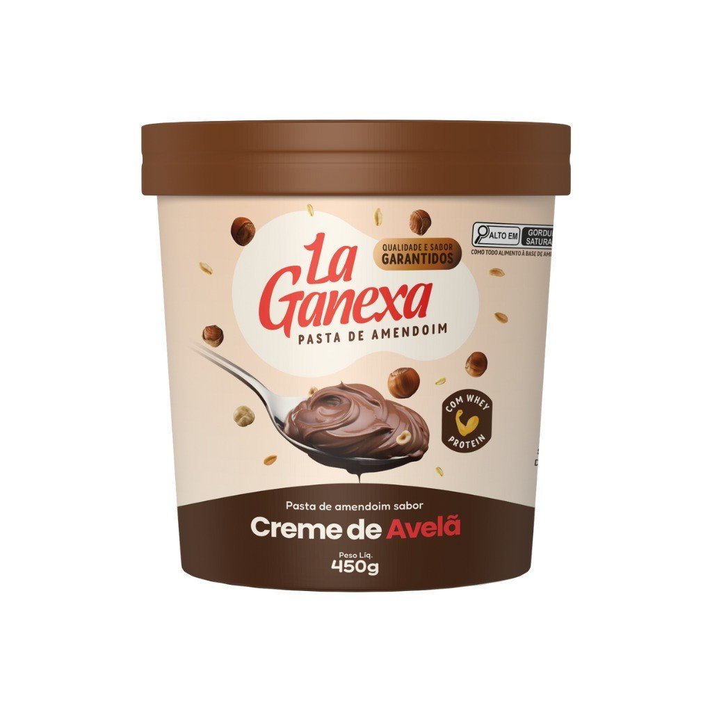 PASTA DE AMENDOIM SABOR CREME DE AVELÃ 450G - LA GANEXA