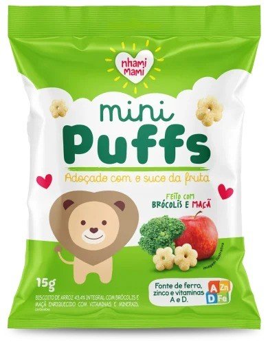 MINI PUFFS BROCOLIS E MAÇÃ 15G - IHAMI MAMI