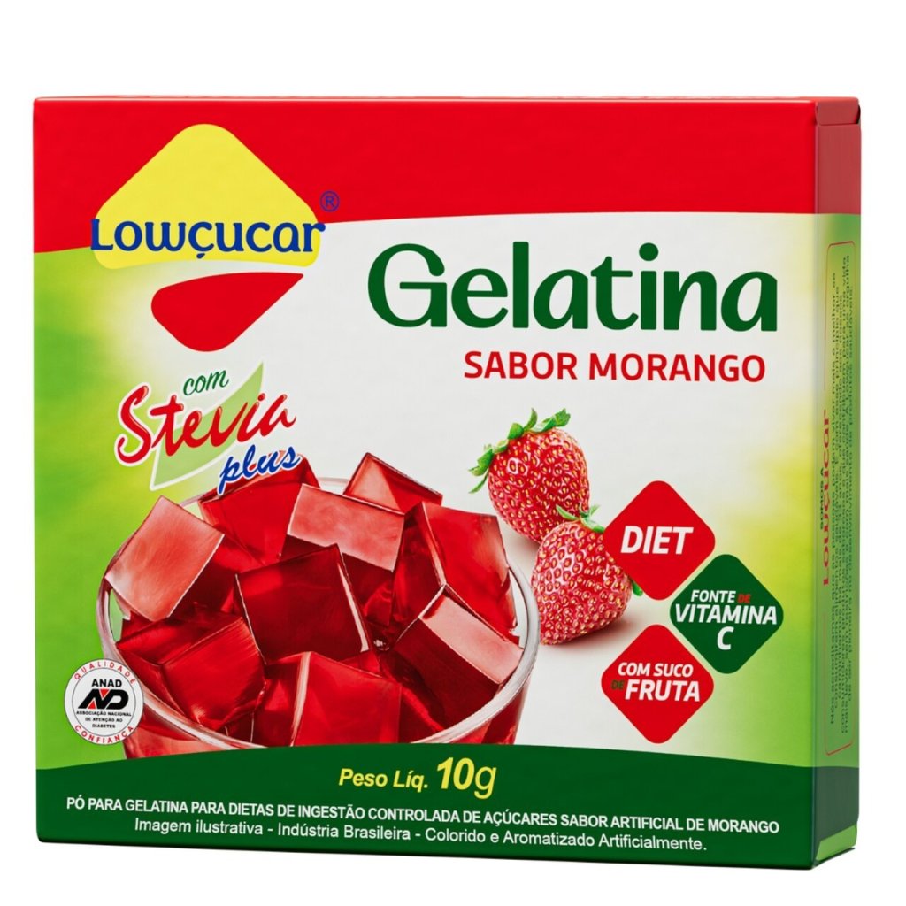 GELATINA COM STÉVIA SABOR MORANGO - LOWÇUCAR
