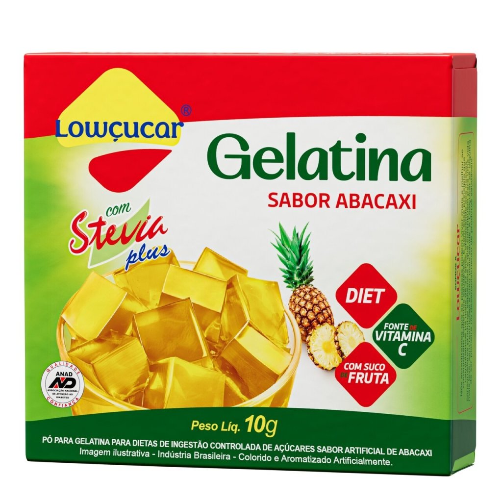 GELATINA COM STÉVIA SABOR ABACAXI - LOWÇUCAR