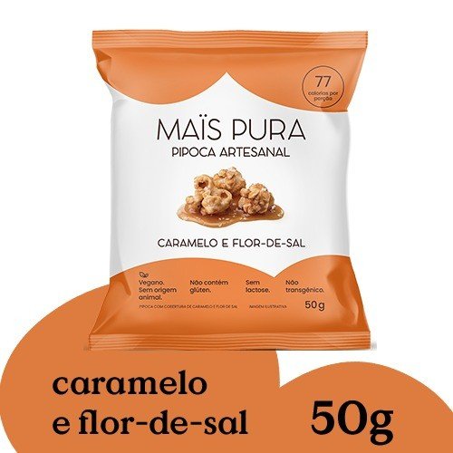 PIPOCA ARTESANAL SABOR CARAMELO FLOR DE SAL 50G - MAIS PURA