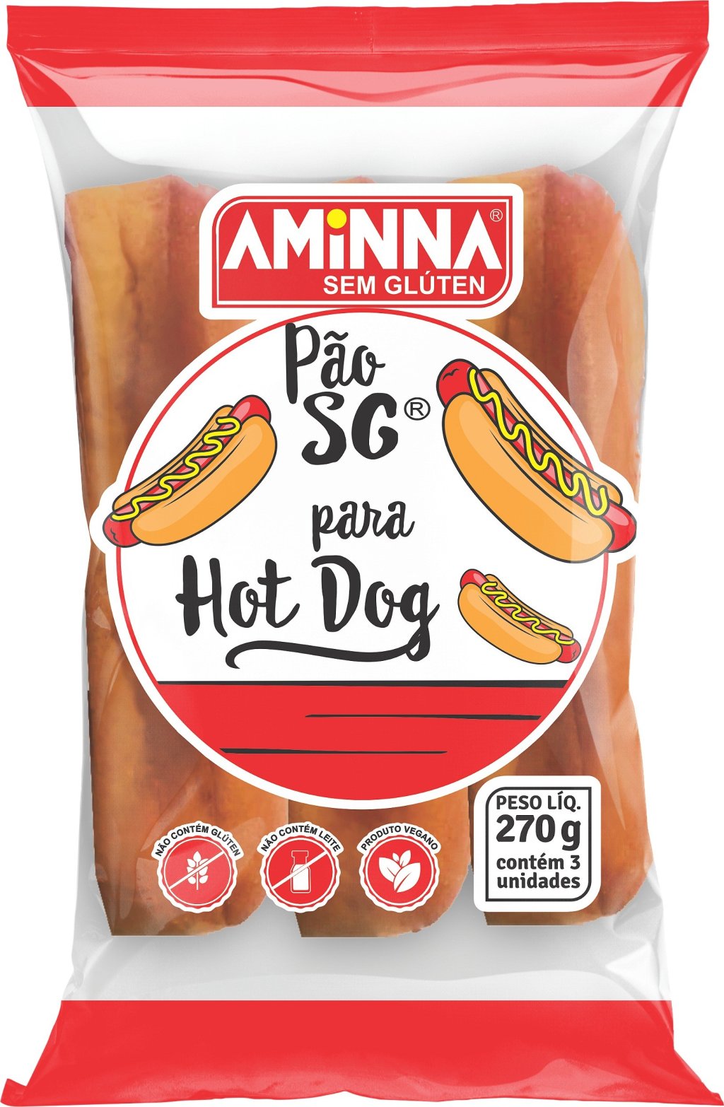 PÃO PARA HOT DOG VEGANO 270G - AMINNA