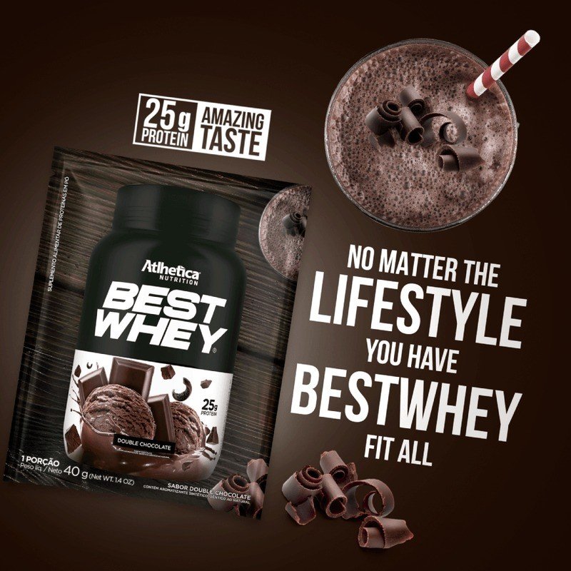 BEST WHEY DOUBLE CHOCOLATE 40G (SACHÊ) - ATLHETICA NUTRITION