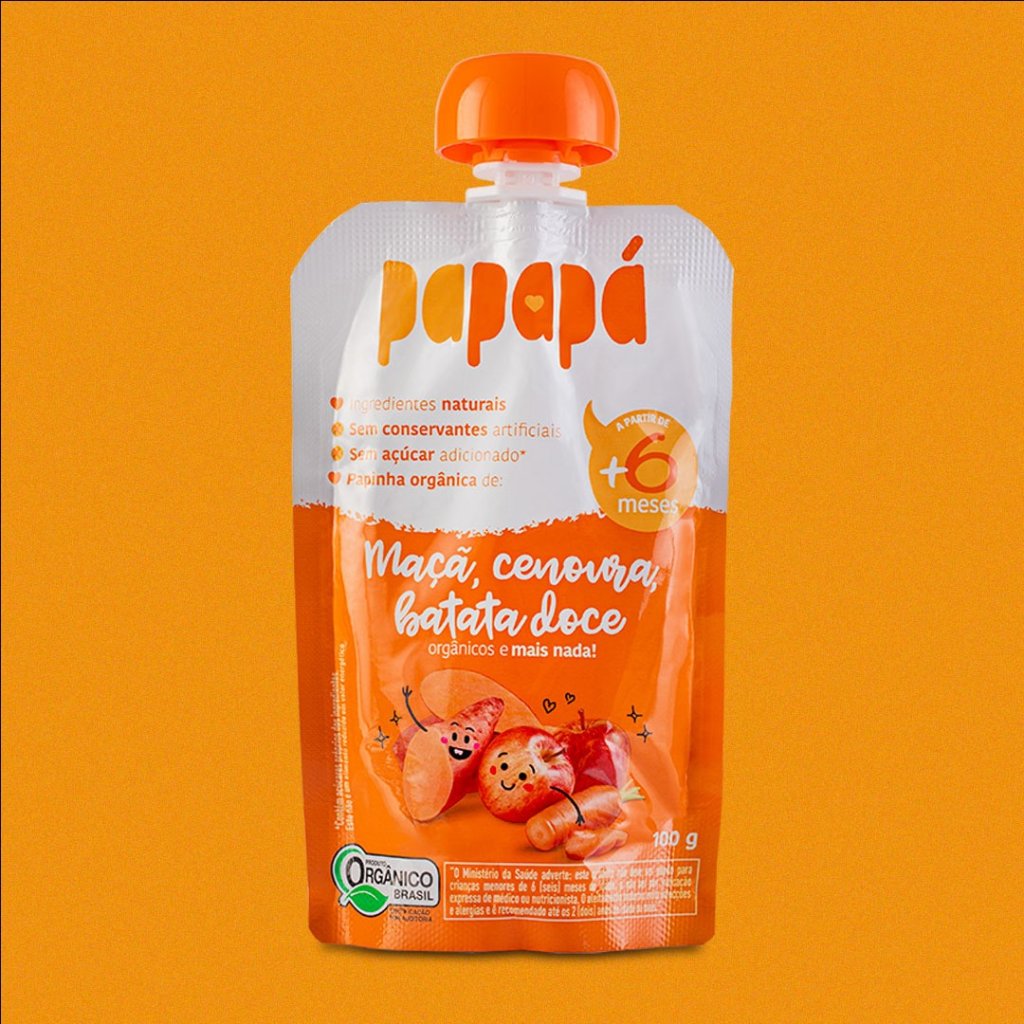 PAPINHA ORGÂNICA DE MAÇÃ, CENOURA E BATATA-DOCE 100g - PAPAPÁ