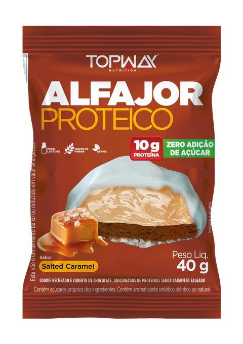 ALFAJOR PROTEICO SALTED CARMEL 40G - TOPWAY