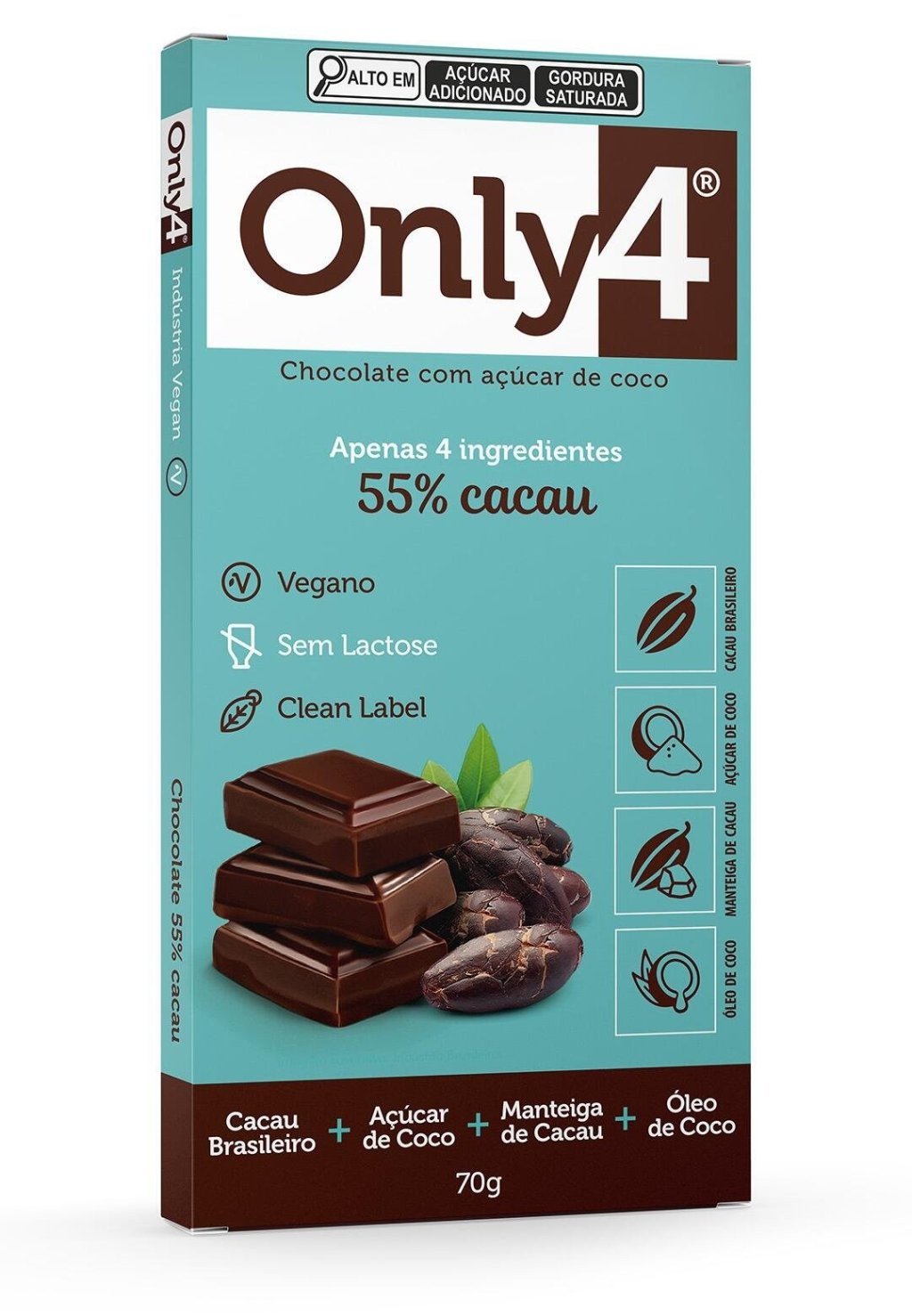 CHOCOLATE 55% CACAU 70G- ONLY4