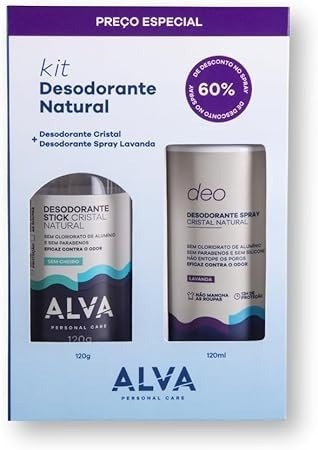 KIT DESODORANTE NATURAL 120G E 120ML - ALVA