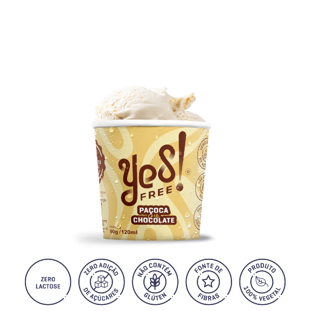 SORVETE DE PAÇOCA COM CHOCOLATE ZERO 120G - YES FREE