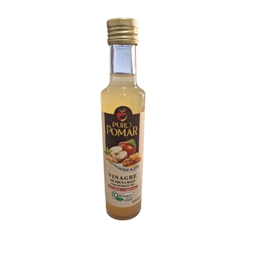 VINAGRE DE MAÇÃ DE GENGIBRE E PRÓPOLIS ORGÂNIGO 250ML - PURO POMAR