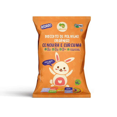 BISCOITO DE POLVILHO ORGÂNICO DE CENOURA E CÚRCUMA 40G - CRILANCHA