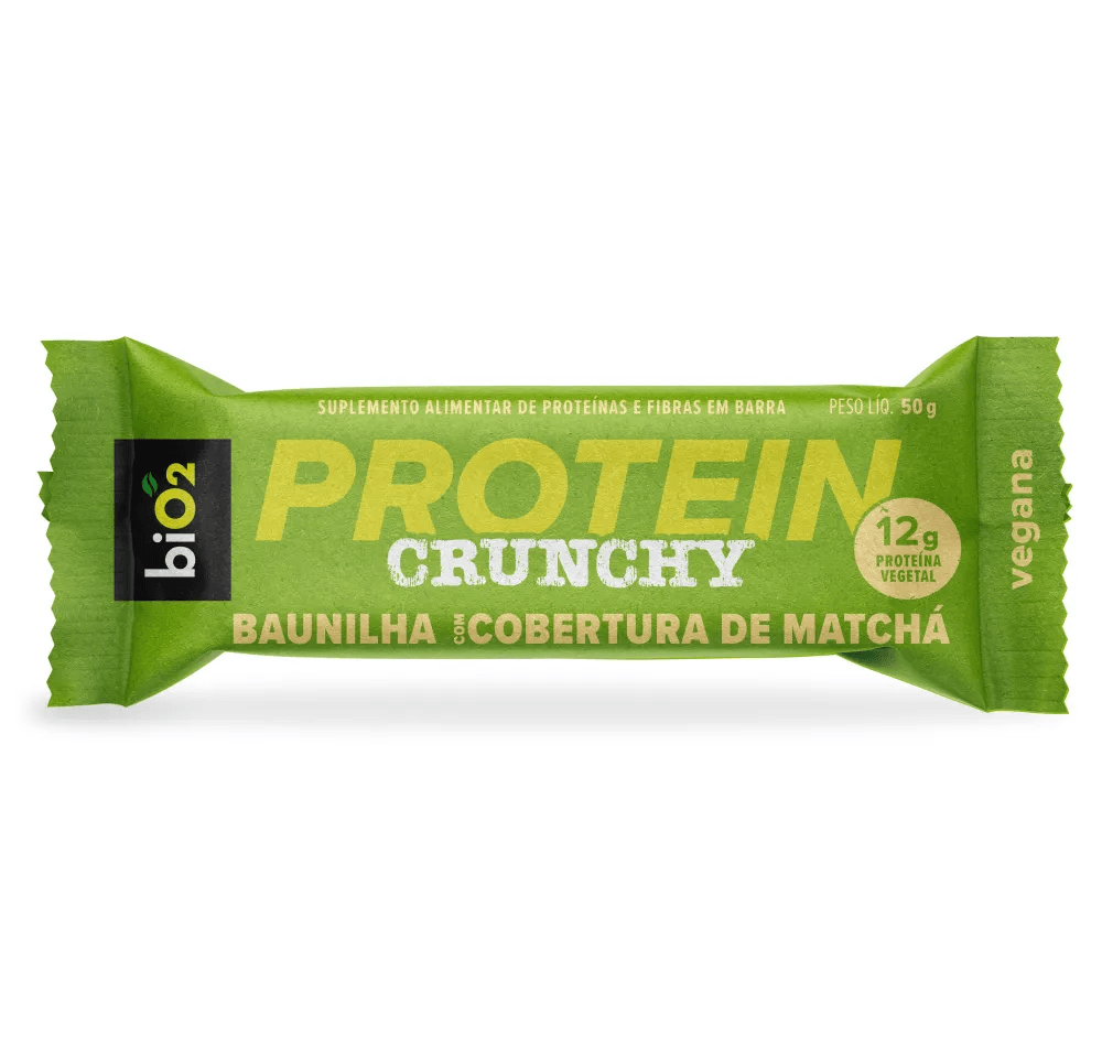 BARRA PROTEIN CRUNCHY BAUNILHA COM MATCHA 50G - BIO2