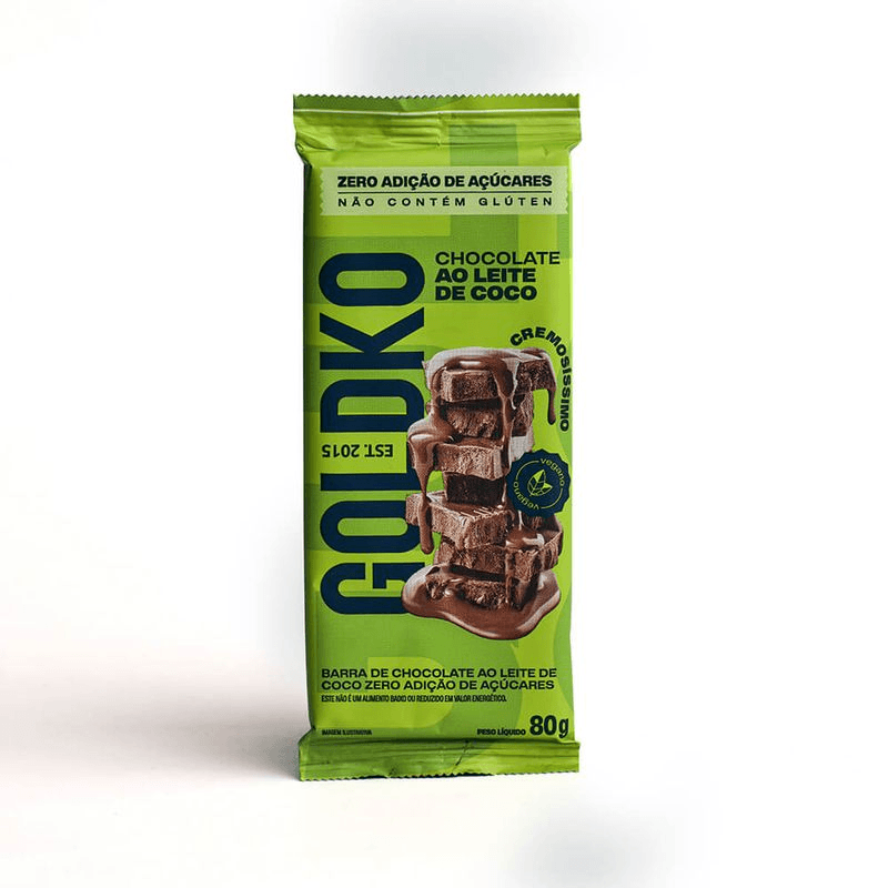 BARRA DE CHOCOLATE AO LEITE DE COCO VEGANO ZERO 80G - GOLDKO