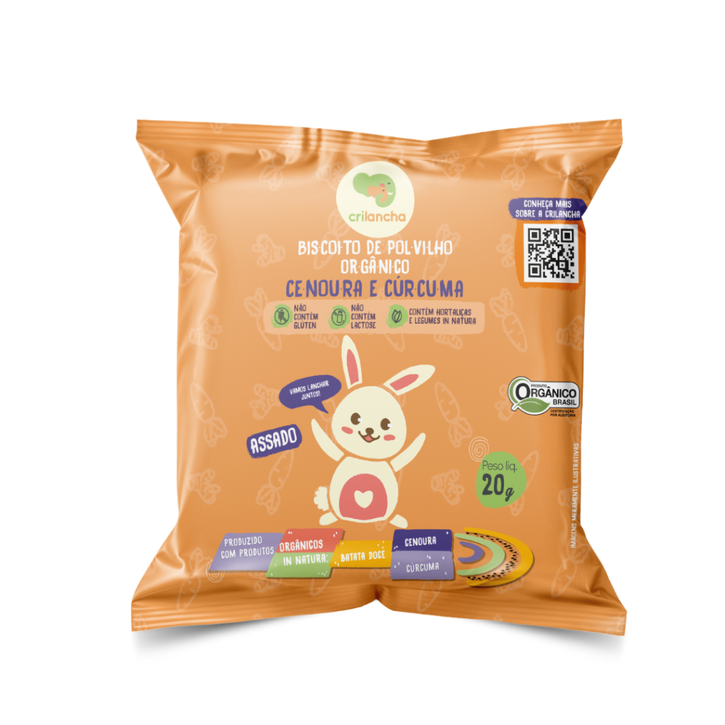 BISCOITO DE POLVILHO ORGÂNICO DE CENOURA E CÚRCUMA 20G - CRILANCHA
