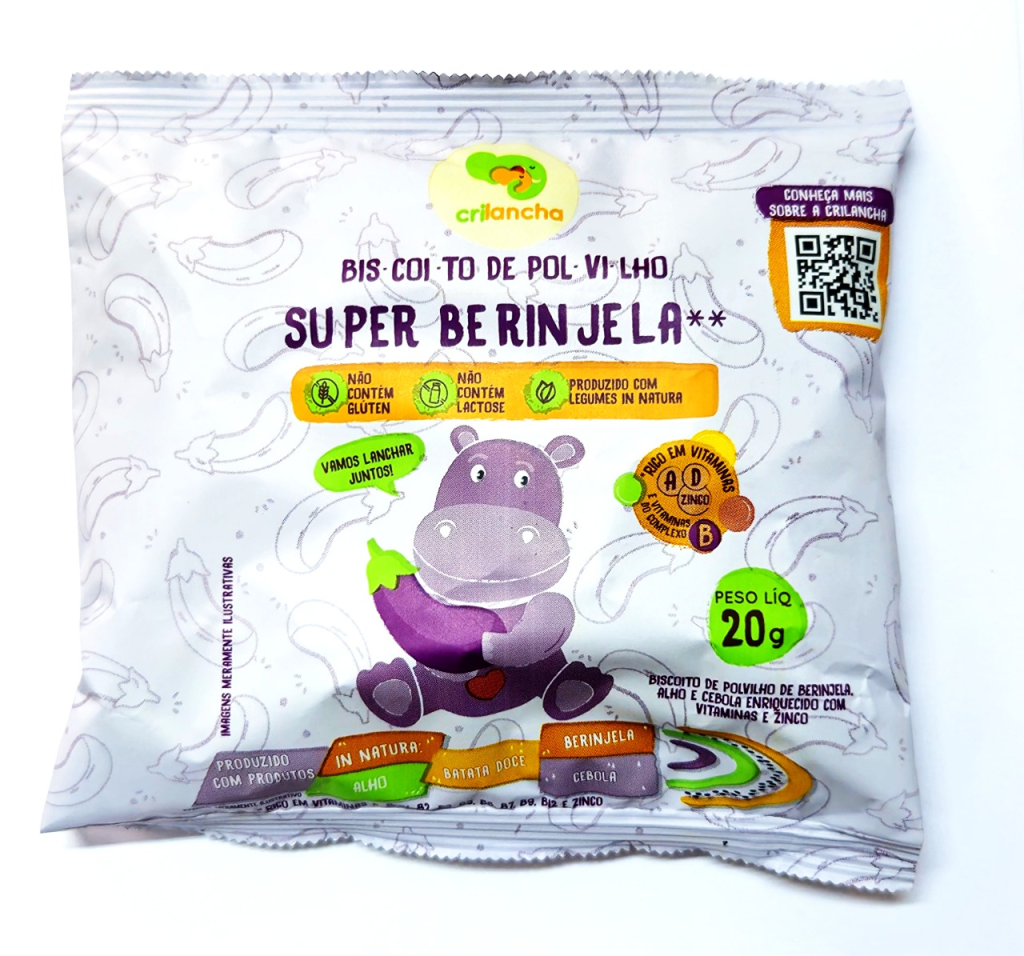 BISCOITO DE POLVILHO ORGÂNICO SUPER BERINJELA 20G - CRILANCHA