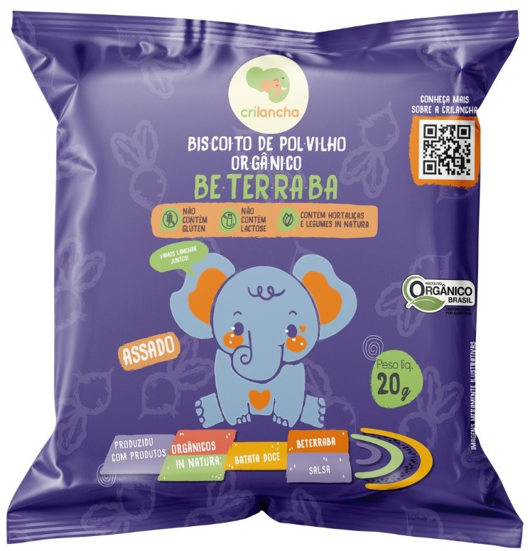 BISCOITO DE POLVILHO ORG BETERRABA 20G - CRILANCHA