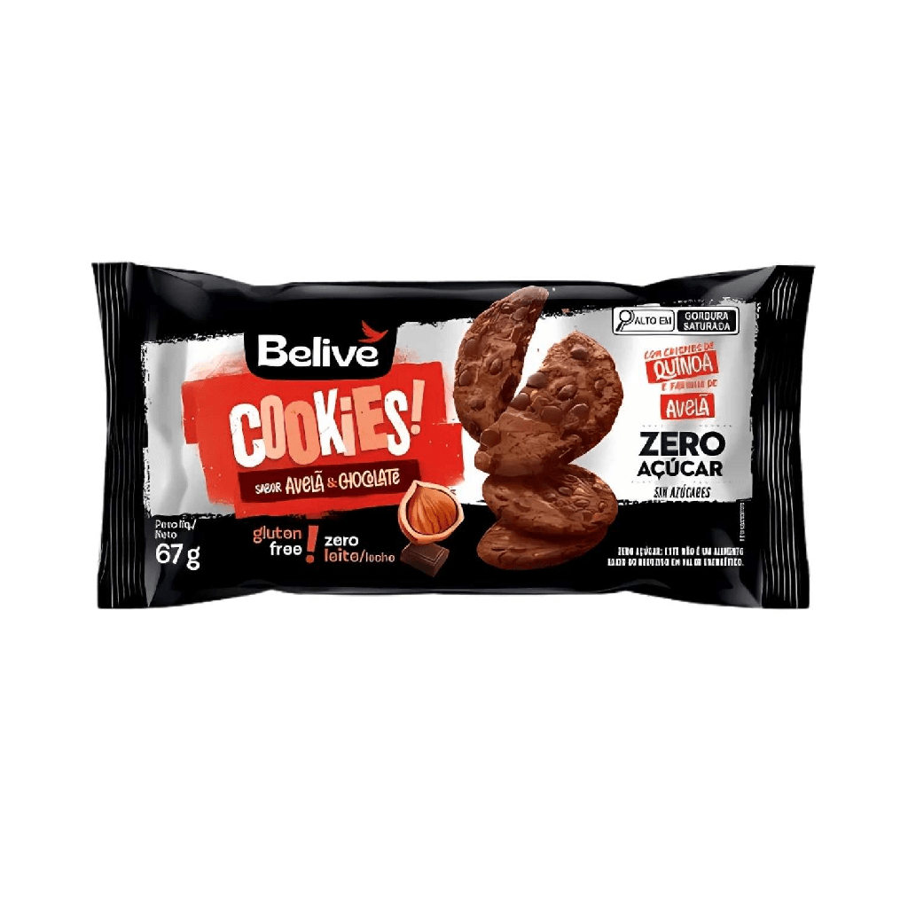 COOKIES SABOR AVELÃ E CHOCOLATE ZERO 67G - BELIVE